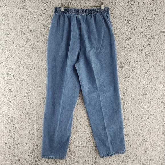 Vintage Chic Elastic Waist Pull on Women's Chambray Pants 12P - Picture 4 of 7